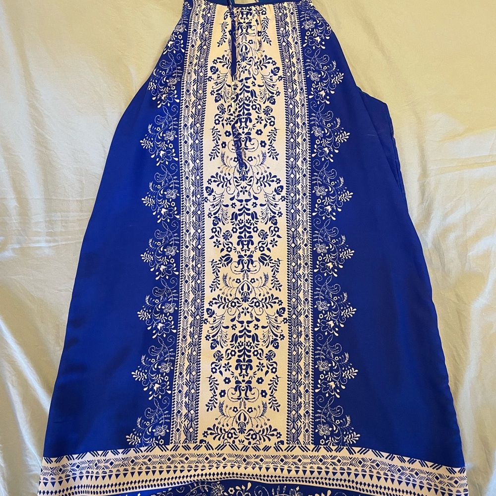 Blue and White Midi Dress